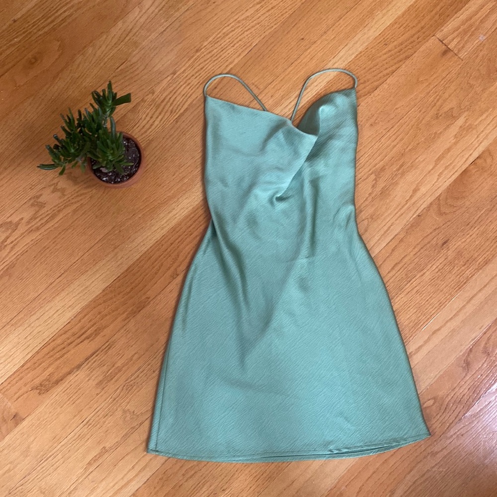 Satin cowl neck dress